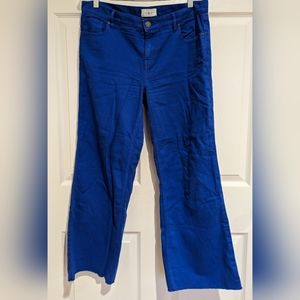 LOFT Vibrant Blue Cropped Wide Leg Pants, Size 28